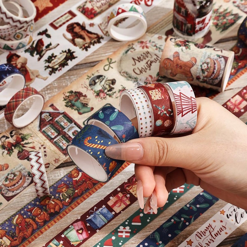 icceemee Christmas Theme Washi Tape Set, 20 Rolls Christmas Theme Washi TapeWritable Decorative Tapes for Scrapbooking, Junk Journal Supplies, Bullet Journaling, 0.6"x79" per Roll - Image 5